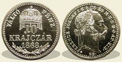 1868-as Váltó Pénz ezüst 10 krajcár rozettás utánveret - (1868 10 krajcár rozettás ezüst)