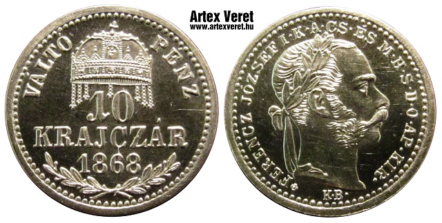 1868-as Váltó Pénz ezüst 10 krajcár rozettás utánveret - (1868 10 krajcár rozettás ezüst)