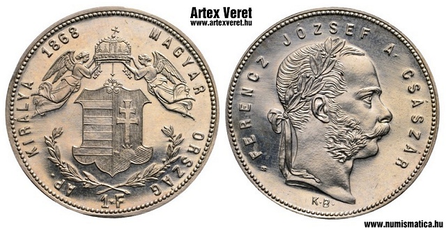 1868-as ezüst 1 forint rozettás utánveret - (1868 ezüst 1 forint rozettás)