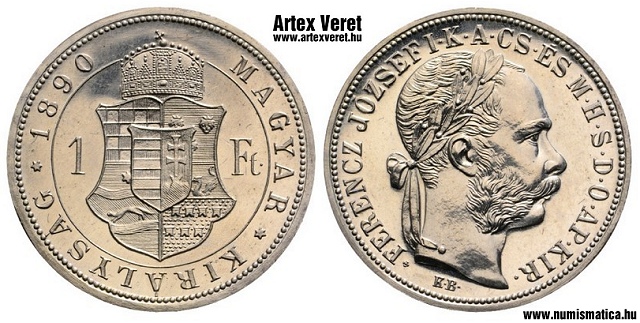 1890-es ezüst 1 forint rozettás utánveret - (1890 ezüst 1 forint rozettás)