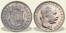 1892-es ezüst 1 forint rozettás utánveret - (1892 ezüst 1 forint rozettás)