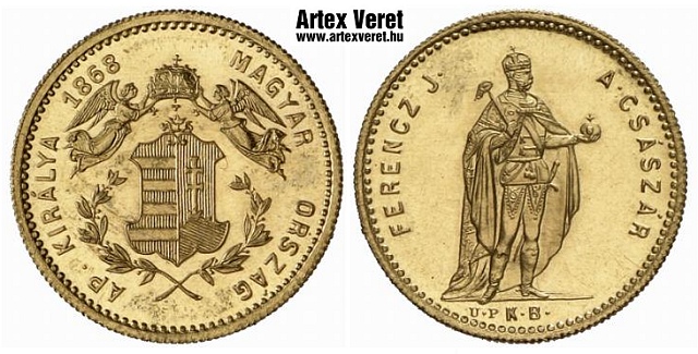 1868-as arany 1 dukát UP utánveret - (1868 arany 1 dukát UP)