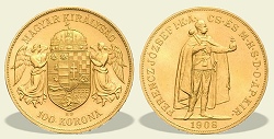 1908-as jelöletlen artex utánveret arany 100 korona - (1908 arany 100 korona jelöletlen utánveret