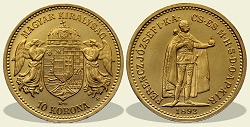 1892-es rozettás arany 10 korona - (1892 arany 10 korona rozettás)