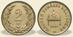 1910-es rozettás bronz 2 fillér - (1910 2 fillér)