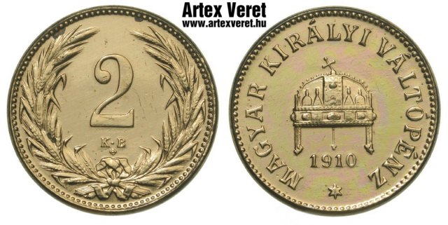 1910-es Artex bronz rozetts 2 fillr - (1910 2 fillr)