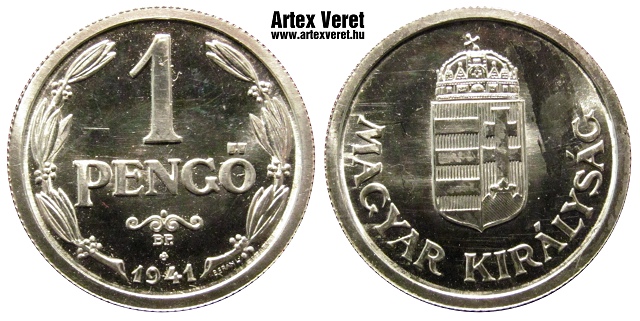 1941-es rozettás ezüst 1  pengő utánveret- (1941 1 pengő rozettás)
