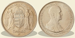 1930-as UP ezüst Horthy 5 pengő utánveret- (1930 5 pengő UP)