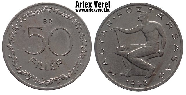 1948-as alpakk 50 fillr - (1948 50 fillr alpakka)