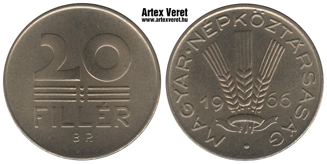 1966-os alpakka Kabinet sor 20 fillr - (1966 20 fillr alpakka)