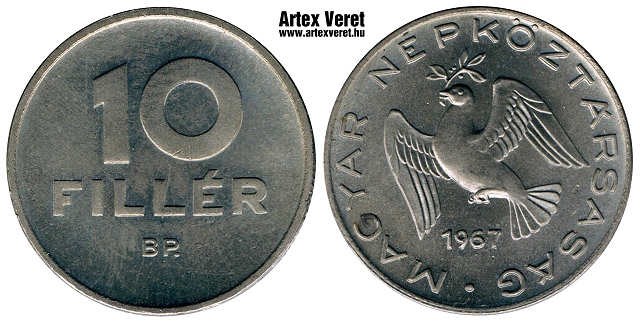 1967-es alpakka Kabinet sor 10 fillr - (1967 10 fillr alpakka)