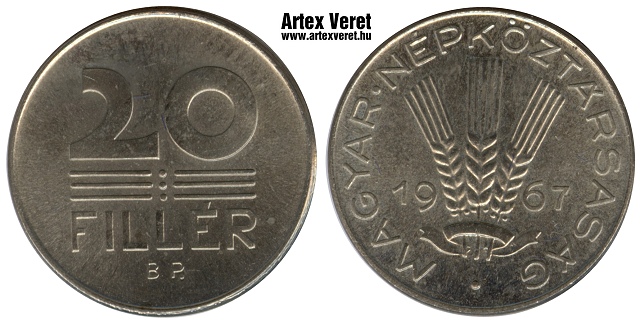 1967-es alpakka Kabinet sor 20 fillr - (1967 20 fillr alpakka)
