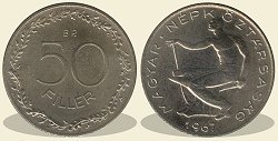 1967-es alpakka Kabinet sor 50 fillr - (1967 50 fillr alpakka)