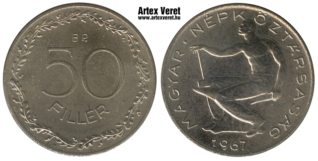 1967-es alpakka Kabinet sor 50 fillr - (1967 50 fillr alpakka)