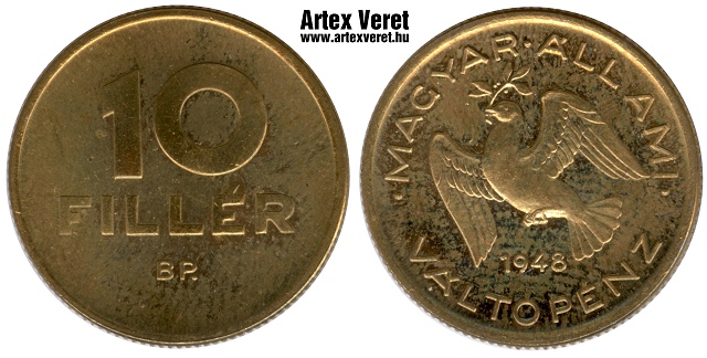 1948-as jelletlen citromsrga 10 fillr - (1948 10 fillr citrom-sor darabja)