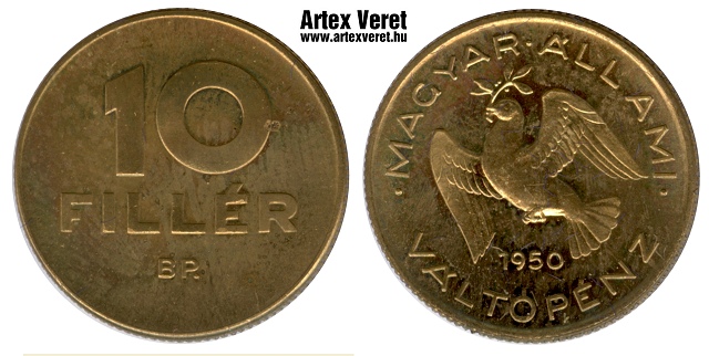 1950-es jelletlen citromsrga 10 fillr - (1950 10 fillr citrom-sor darabja)