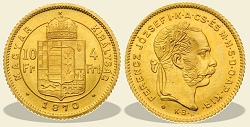 1870-es arany 4 forint rozetts utnveret - (1870 arany 4 forint rozetts)