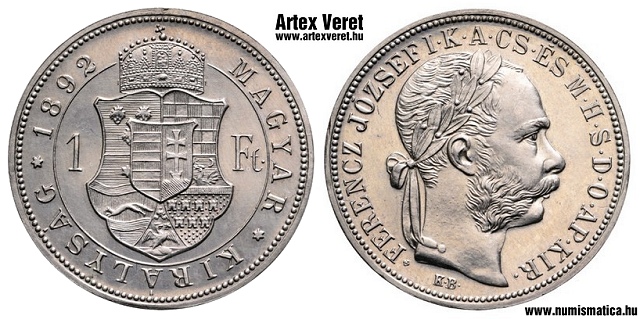 1892-es ezst 1 forint rozetts utnveret - (1892 ezst 1 forint rozetts)