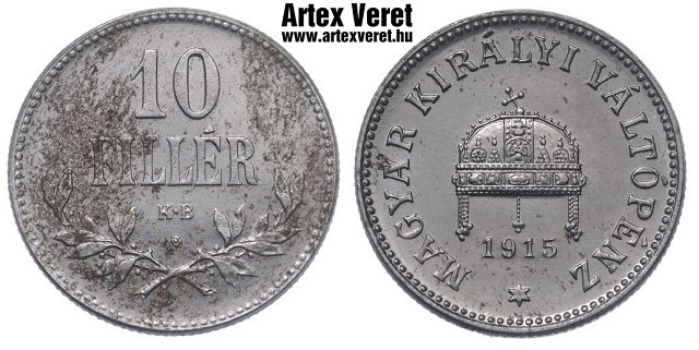 1915-s Artex vas rozetts 10 fillr - (1915 10 fillr)
