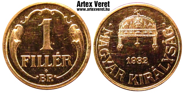 1932-es rozetts bronz 1 fillr utnveret- (1932 1 fillr rozetts)