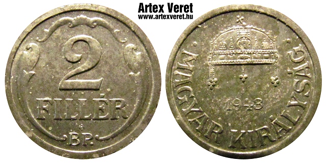 1943-as rozetts cink 2 fillr utnveret- (1943 2 fillr rozetts)