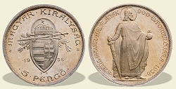 1938-as jelletlen ll Szent Istvn ezst 5 peng utnveret- (1938 5 peng jelletlen)