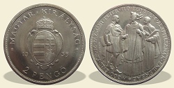 1935-s jelletlen ezst Pzmny Pter 2 peng utnveret- (1935 2 peng jelletlen)