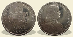 1935-s jelletlen ezst Rkczi Ferenc 2 peng utnveret- (1935 2 peng jelletlen)