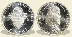 1938-as jelletlen Szent Istvn ezst 5 peng utnveret- (1938 5 peng jelletlen)