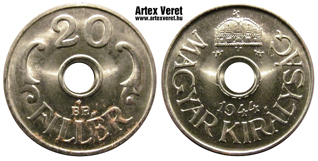 1944-es rozetts nikkel 20 fillr utnveret- (1944 20 fillr rozetts)